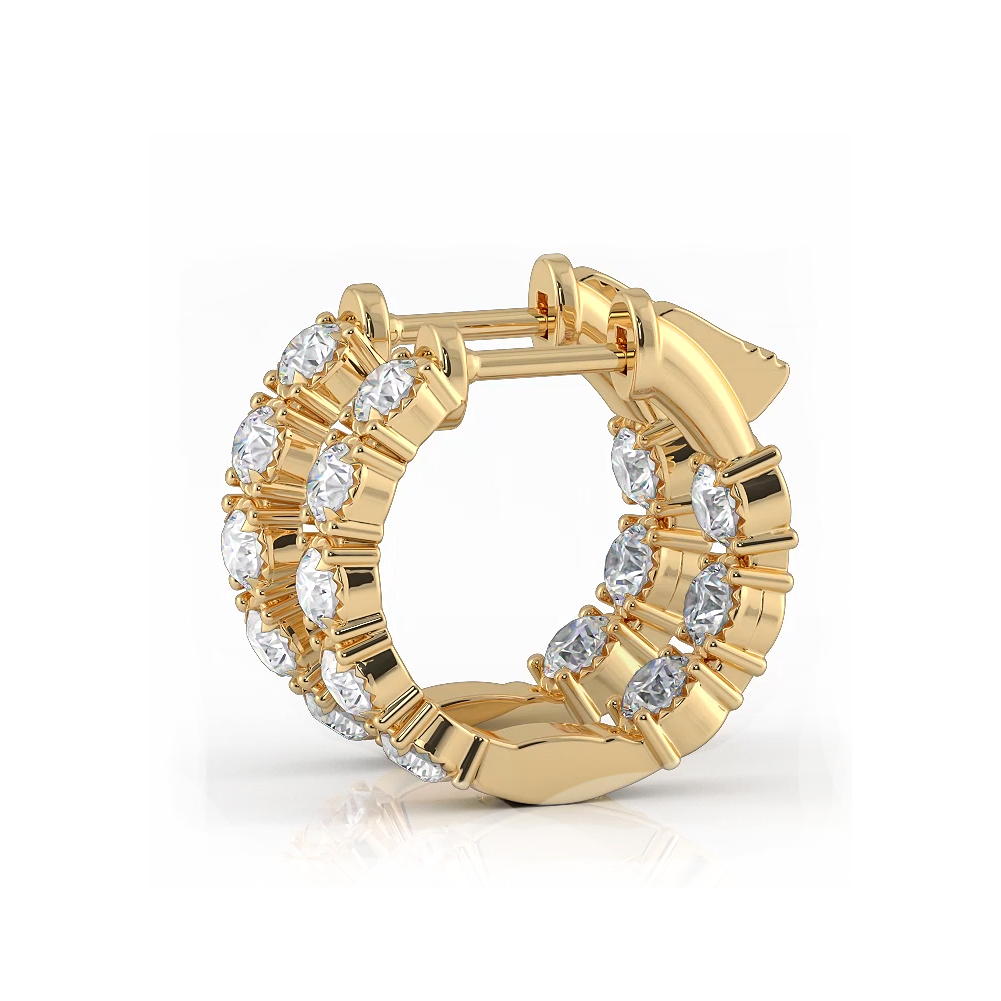 1.0 ctw. Diamond Hoop Earrings Crown Style Setting-VIRABYANI